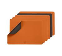 BJÖRN Lot de 6 sets de table rectangulaires réversibles en cuir recyclé - Orange et chocolat
