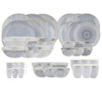 Björn, Pattern, Set vaisselle 42 Pièces, 6 Personnes, Porcelaine, Assiettes Plates, Dessert, Petits Bols, Bols Petit-déjeuner, Grands Bols, Mugs, Tasses, Gris Anthracite, Micro-ondes, Lave-vaisselle