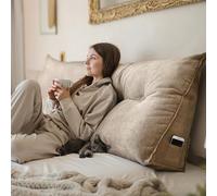 Björn&Schiller Coussin de Dossier, Coussin de Lecture pour lit et canapé, Coussin Triangulaire, Coussin Lombaire pour Le lit, Gros Coussin de tête de lit, avec Housse Lavable (Beige, 200 cm)
