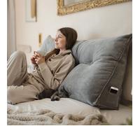 Björn&Schiller coussin de dossier gris, 140 cm, coussin de lecture pour lit et canapé, coussin triangulaire, coussin lombaire