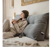 Björn&Schiller coussin de dossier gris, 160 cm, coussin de lecture pour lit et canapé, coussin triangulaire, coussin lombaire