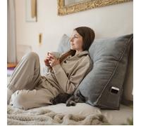 Björn&Schiller coussin de dossier gris, 70 cm, coussin de lecture pour lit et canapé, coussin triangulaire, coussin lombaire