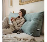 Björn&Schiller coussin de dossier turquoise, 200 cm, coussin de lecture pour lit et canapé, coussin triangulaire, coussin lombaire