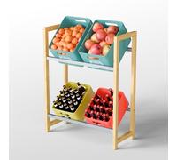 Björn&Schiller Étagère de caisses à boissons - Support stable pour caisses à bière, étagère pour caisses à boissons, étagère pour 4 caisses à boissons, support antidérapant en bambou et fer, jusqu'à