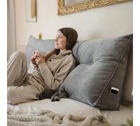 Björn&Schiller Rückenkissen Grau, 200 cm - Lesekissen für Bett und Sofa, Keilkissen, Rückenpolster für Die Wand, Sitzkissen, Wandkissen, groß mit waschbarem Bezug - Ideal zum Anlehnen