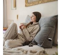 Björn&Schiller Rückenkissen Grau, 70 cm - Lesekissen für Bett und Sofa, Keilkissen, Rückenpolster für Die Wand, Sitzkissen, Wandkissen, groß mit waschbarem Bezug - Ideal zum Anlehnen