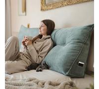 Björn&Schiller Rückenkissen türkis-Grau, 200 cm - Lesekissen für Bett und Sofa, Keilkissen, Rückenpolster für Die Wand, Sitzkissen, Wandkissen, groß mit waschbarem Bezug - Ideal zum Anlehnen