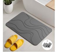 Björn&Schiller Tapis de bain en pierre diatomite 60x39 cm, séchage rapide, antidérapant, antibactérien, gris foncé