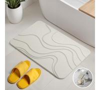 Björn&Schiller Tapis de Salle de Bain en Pierre, séchage Rapide, Tapis de Bain antibactérien, antidérapant et Absorbant en diatomite, Tapis de Douche 60x39 cm, Blanc