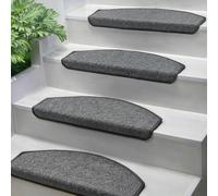 Björn&Schiller Tapis escalier, Lot de 15 Tapis Autocollants, antiderapant escalier, Nez de Marche, Forme Demi-Ronde, Tapis d'escalier, Gris