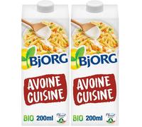 BJORG - Avoine Cuisine Bio - 100% Végétal, Pauvre en Acides Gras Saturés - 200 ml