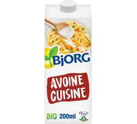 BJORG - Avoine Cuisine Bio - 100% Végétal, Pauvre en Acides Gras Saturés - 200 ml