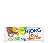 BJORG Barre Énergétique Pomme Noix Bio - Au Miel - Source de Fibres - Encas Sain pour le Sport : Vélo, Fitness, Trail, Running - 25 barres individuelles de 30 g