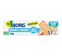 BJORG Biscuits Avoine Coco Bio 100g - Réduits en Sucres, Sans Huile de Palme, Source de Fibres, Fabriqué en France - Lot de 4