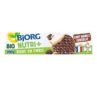BJORG Biscuits bio Coup Double sablés nappés chocolat noir 200g, source de fer et magnésium, sans huile de palme - Lot de 3