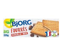 BJORG - Biscuits bio Fourrés Chocolat noir | Onctueux et savoureux | Idéal pour un moment gourmand | Le paquet de 225g | LOT DE 4