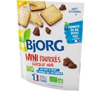 BJORG - Biscuits bio Mini fourrés chocolat noir | Savoureux et onctueux | Idéal pour le goûter | Le paquet de 180g | LOT DE 3