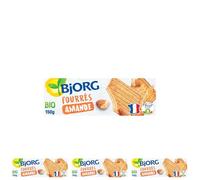 BJORG - Biscuits Fourrés Amande Bio - A Base De Purée d'amande - Sans Huile De Palme - Blé Complet - 150 g (Lot de 4)