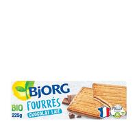BJORG - Biscuits Fourrés au Chocolat au Lait Bio - Aux Céréales Complètes et Sucres Non-Raffinés -Sans Huile De Palme _ 225 g