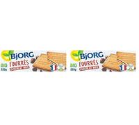 BJORG - Biscuits Fourrés Au Chocolat Noir Bio - Aux Céréales Complètes Et Sucres Non-Raffinés - 225 G (Lot de 2)
