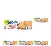 BJORG - Biscuits Fourrés Au Chocolat Noir Bio - Aux Céréales Complètes Et Sucres Non-Raffinés - 225 G (Lot de 5)
