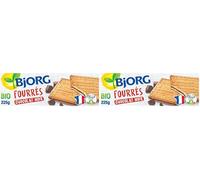 BJORG - Biscuits Fourrés Au Chocolat Noir Bio - Aux Céréales Complètes Et Sucres Non-Raffinés - Sans Huile De Palme - 225 g