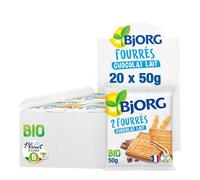 BJORG - Biscuits Fourrés Chocolat Lait Bio - Format Pochon - 20x 50g