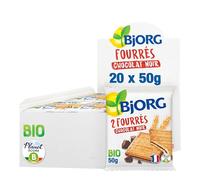 BJORG - Biscuits Fourrés Chocolat Noir Bio - Format Pochon - 20 X 50g
