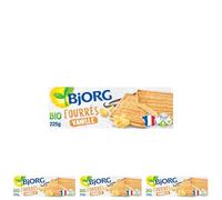 BJORG - Biscuits Fourrés Vanille Bio - Biscuit Bio - Au Blé Complet - Sans Huile de Palme - 225 g (Lot de 4)