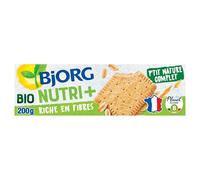 BJORG - Biscuits P'tit Nature Nutri+ - Biscuits Bio - Sans Huile de Palme - Riche en Fibres - Source de Fer et de Magnesium - Paquet de 200 g