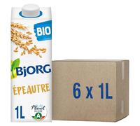 BJORG - Boisson Épeautre Douceur - Boisson Bio Végétale - Sans Sucres Ajoutés - 1 L - lot de 6 (total de 6 L)