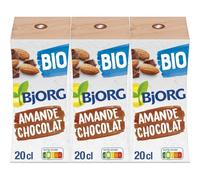 BJORG - Boisson Végétale Amande Chocolat Bio | Savoureuse et onctueuse | Idéale pour vos pauses gourmandes | Les 3 briques de 20 cL | LOT DE 3