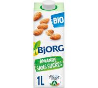 BJORG - Boisson Végétale Amande Sans Sucres Bio | Onctueuse et Savoureuse | Idéale pour le petit-déjeuner | La brique de 1 L | LOT DE 4