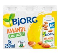 BJORG - Boisson Végétale Amande Sans Sucres, Saveur Douce et Naturelle (3x25cL) - Le Lot De 4