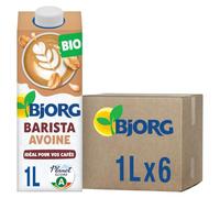 BJORG - Boisson Végétale Avoine Barista - Bio - 6 x 1 L | Idéal Café et Latte - 100% végétal - Sans Sucre Ajouté - Pauvre en matières grasses - Sans Lactose