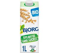 BJORG - Boisson Végétale Bio Épeautre Sans Sucres, Lait Naturel et Léger (Brique 1L) - Le Lot De 4