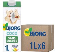 BJORG - Boisson Végétale Coco Sans Sucre - Bio - 6 x 1 L | 100% végétal - Sans Sucre Ajouté - Pauvre en matières grasses - Sans Lactose