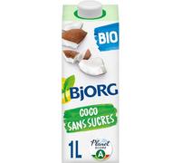 BJORG Boisson Végétale Coco Sans Sucres Bio - 1 Litre, Goût Subtil de Noix de Coco, Agriculture Biologique, Planet SCORE A - Lot de 3