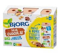 BJORG - Boisson Végétale Soja Bio au Chocolat, Saveur Douce et Gourmande (3x25cl) - Le Lot De 4