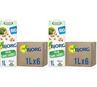 BJORG - Boisson Végétale Soja Sans Sucres - Boisson Bio Riche en Protéines - 1 L x 6 (Lot de 2)