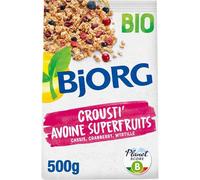 BJORG - Céréales Bio Croquantes à l’Avoine et Superfruits, Saveur Fruitée et Équilibrée (500g) - Le Lot De 3