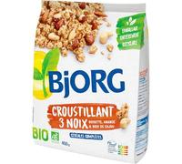 BJORG - Céréales Bio Croquantes aux 3 Noix, Saveur Naturelle et Texture Croustillante (Boîte 450g) - Le Lot De 3