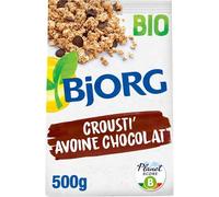 BJORG - Céréales bio Crousti Avoine chocolat | Savoureux mélange croustillant | Idéal pour un petit-déjeuner gourmand | Le sachet de 500g | LOT DE 3