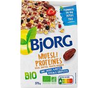 BJORG - Céréales Bio Muesli Protéines Soja, Sans Sucres Ajoutés, La Boite de 375g - Lot De 3