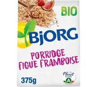 BJORG - Céréales bio Porridge Figue Framboise | Savoureux mélange gourmand | Parfait pour un petit déjeuner onctueux | Le sachet de 375g | LOT DE 3