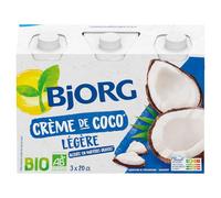 BJORG - Crème de Coco Légère - Cuisine - Aide Culinaire - Bio - 3 x 200 ml | 100% végétal - Pauvre en acides gras saturés