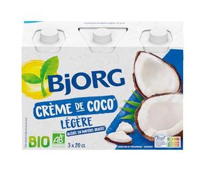 BJORG - Crème de Coco Légère - Cuisine - Aide Culinaire - Bio - 3 x 200 ml | 100% végétal - Pauvre en acides gras saturés