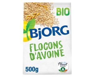 BJORG - Flocons d'Avoine Bio - Céréales Complètes Riches en Fibres - Source de Magnésium - 500 g