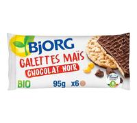 BJORG - Galettes de Maïs au Chocolat Noir Bio Fondant - Source de Fibres et de Magnésium - Le paquet de 6 - 95g - Le Lot De 5