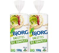BJORG - Galettes de Riz Complet Bio - Source de Fibres - Pauvre en Sel - 130g (Lot de 2)